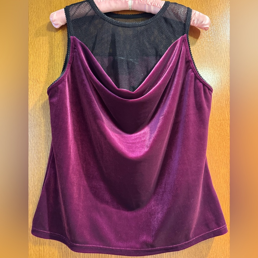 Elegant Reddish-Purple Velvet Sleeveless Top